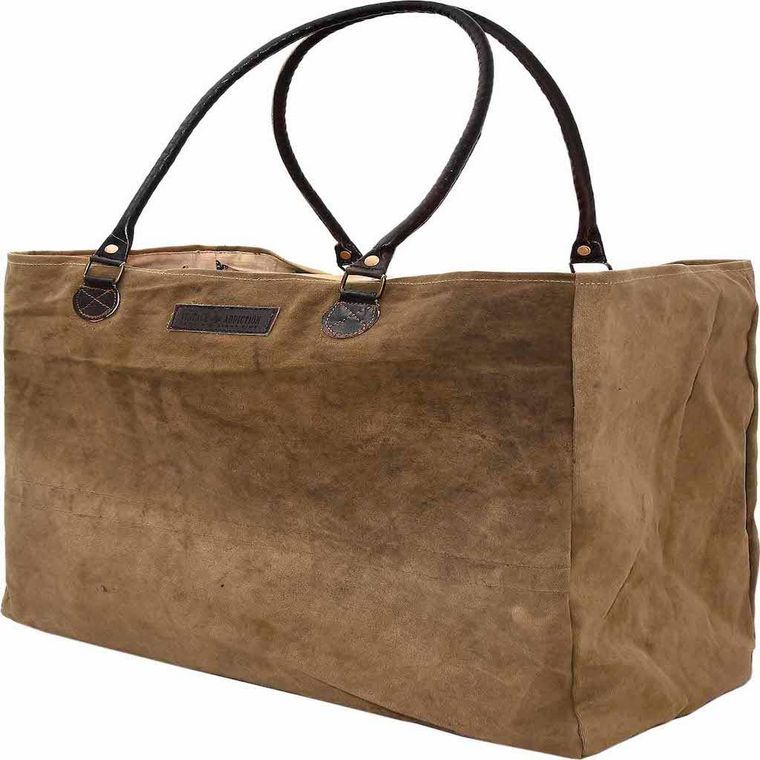 Recycled Military Tent Market Tote "Faith Bigger Than Fear"