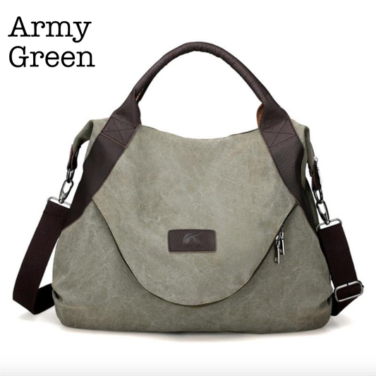 Around Town Army Green Canvas Tote