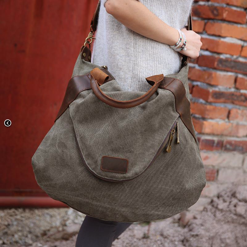 Around Town Army Green Canvas Tote