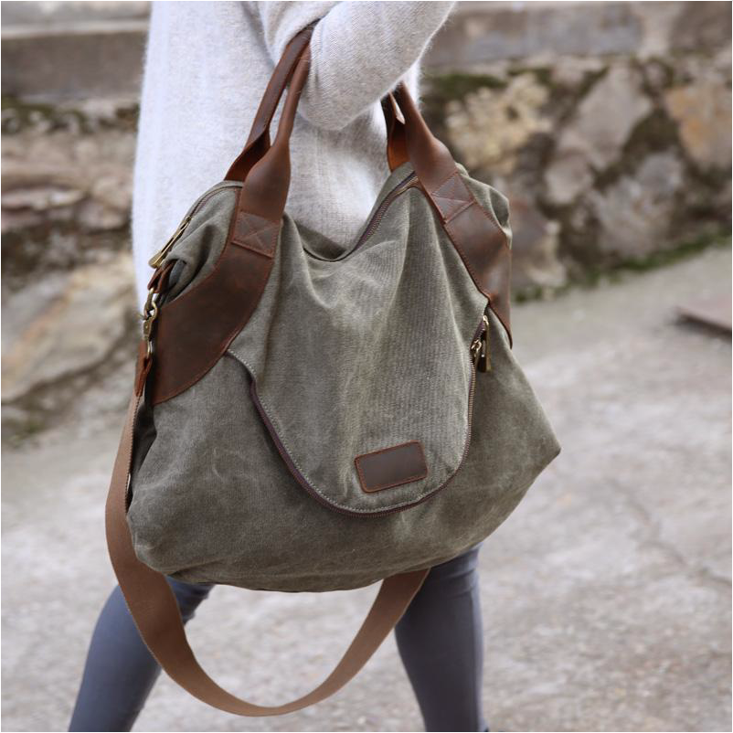 Around Town Army Green Canvas Tote