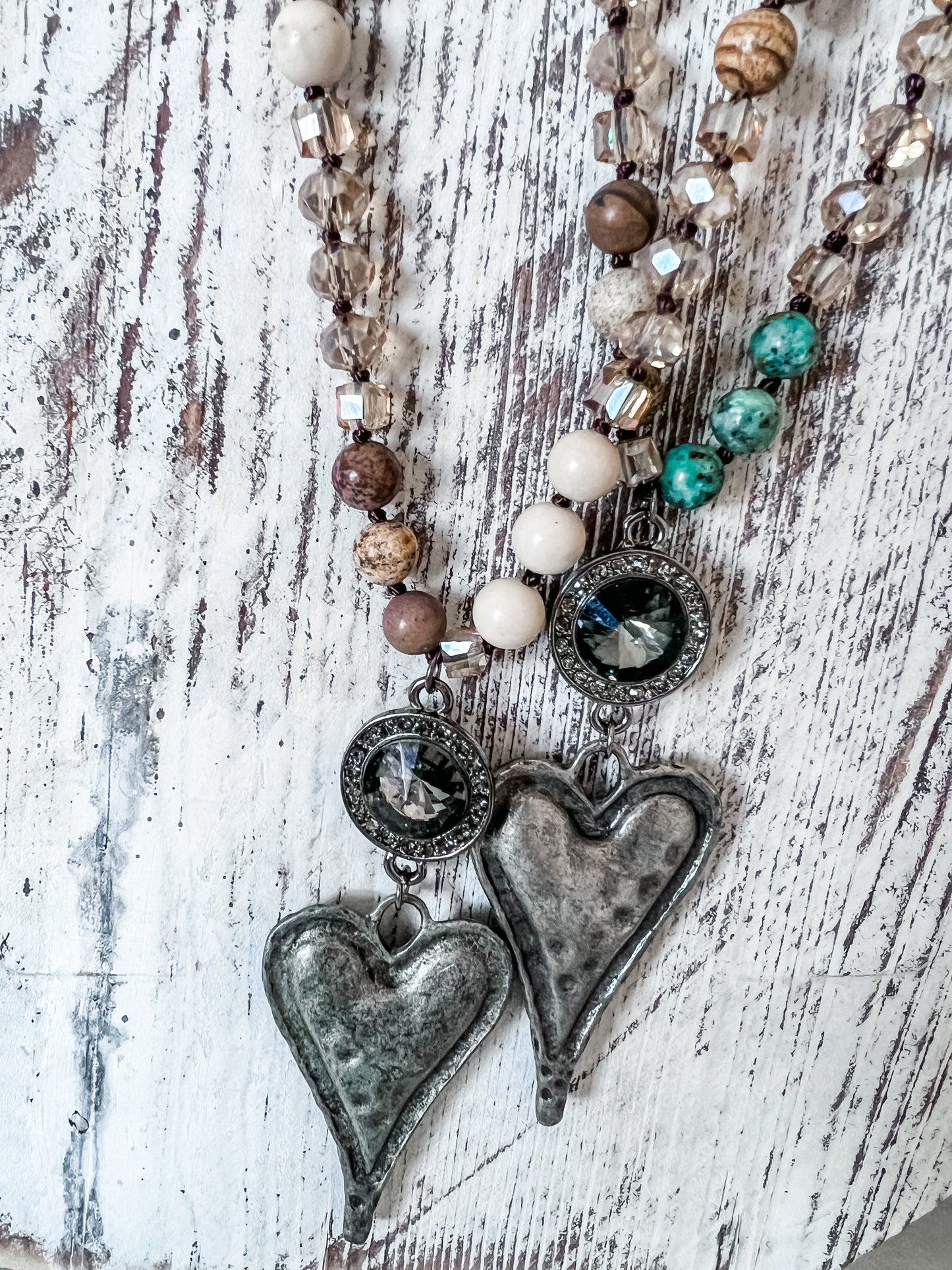 African Turquoise/Ivory Heart Necklace