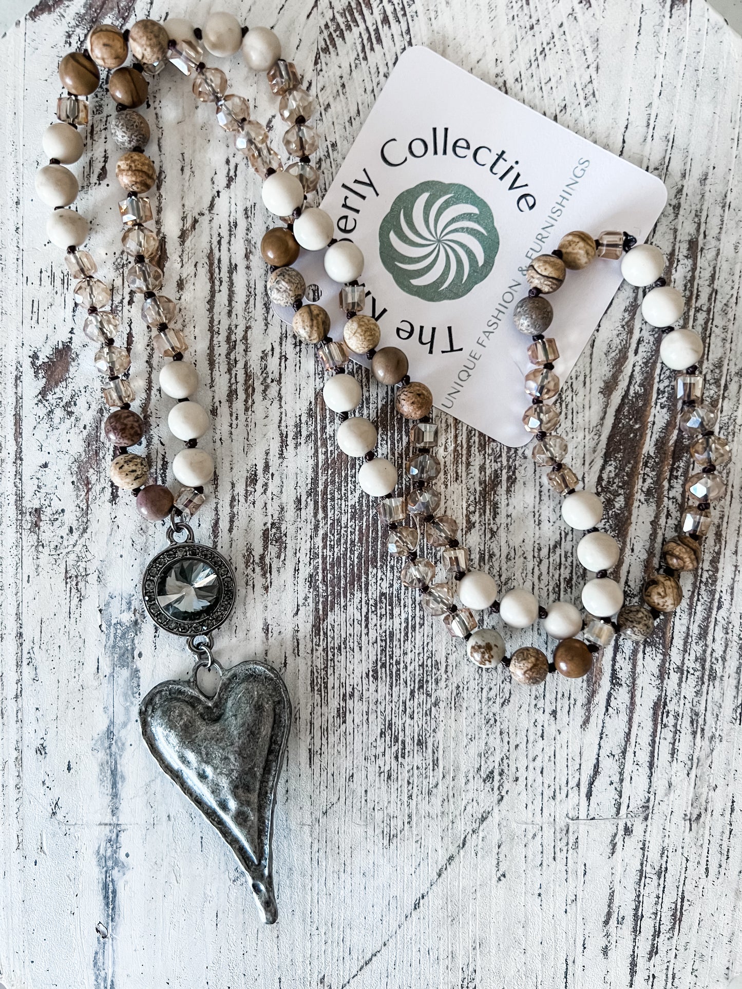 African Turquoise/Ivory Heart Necklace