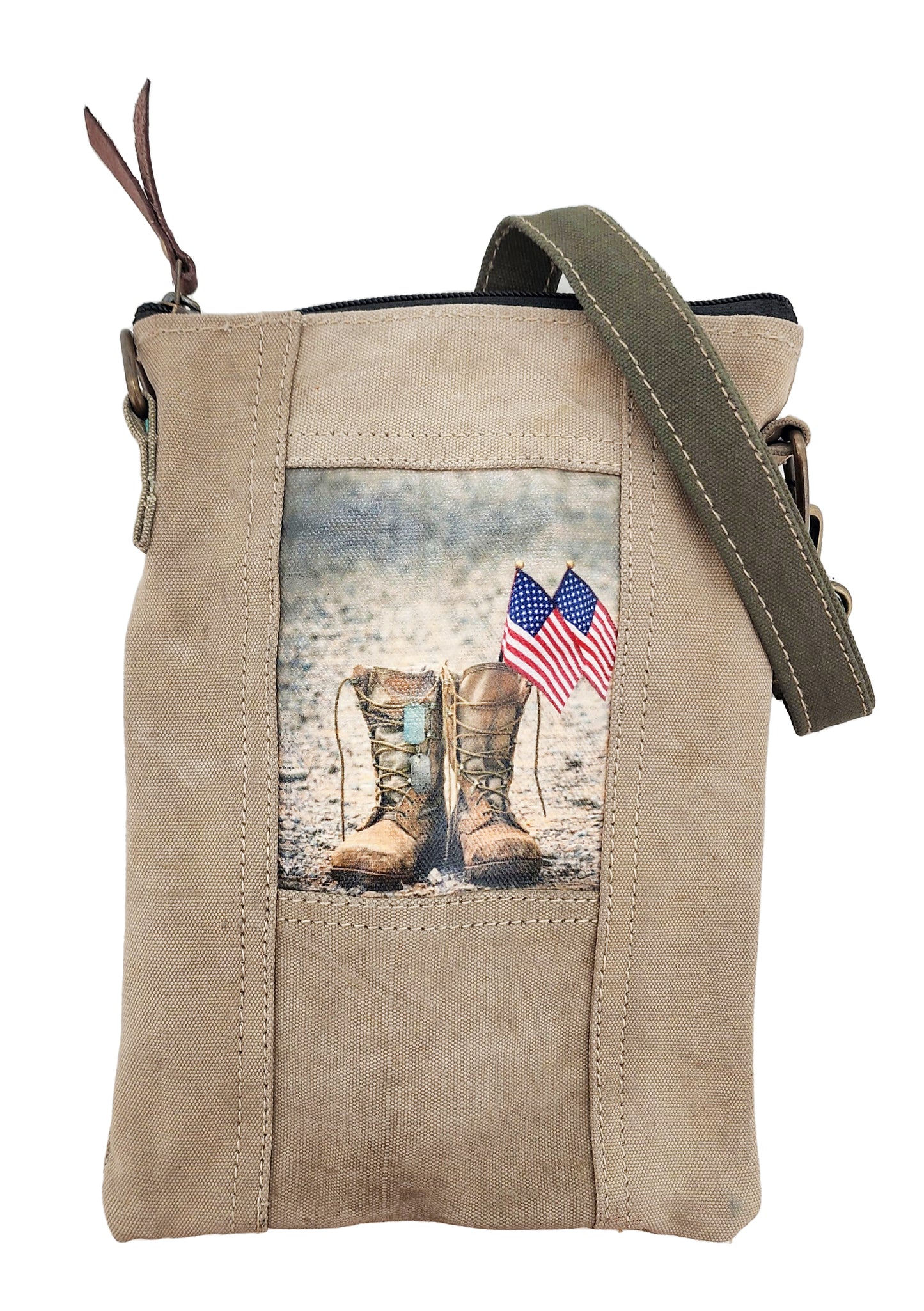 Patriotic Boots Recycled Tent Small Crossbody