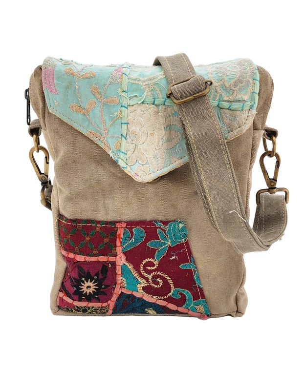 RECYCLED MILITARY TENT & VINTAGE FABRIC CROSSBODY