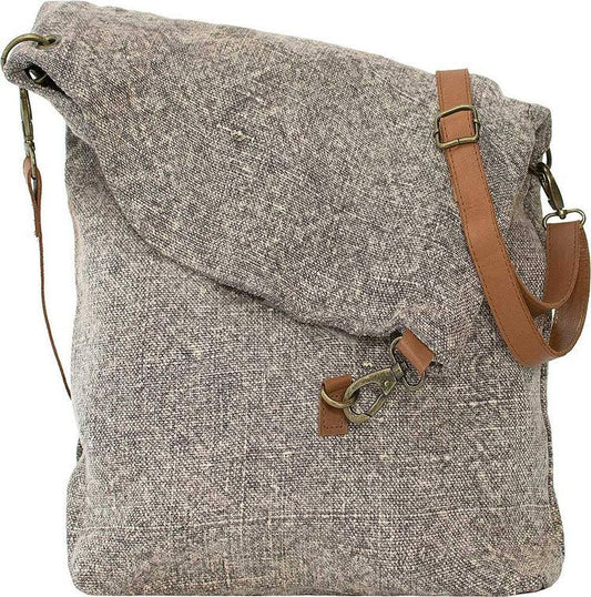 Foldover Grey Jute Crossbody