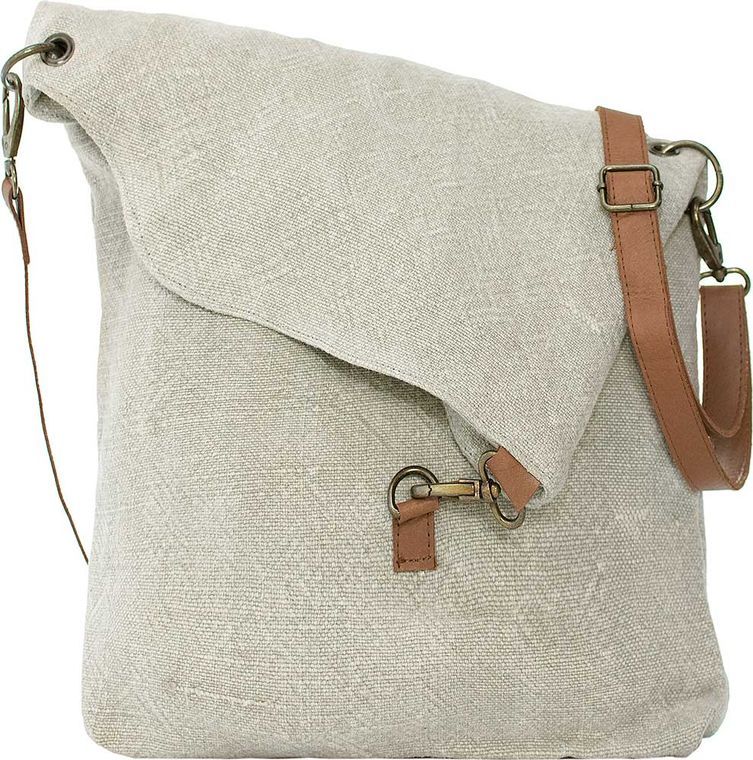 Foldover Ash Grey Jute Crossbody