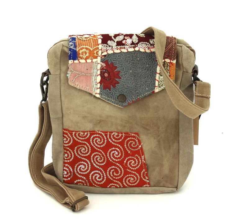 RECYCLED MILITARY TENT & VINTAGE FABRIC CROSSBODY