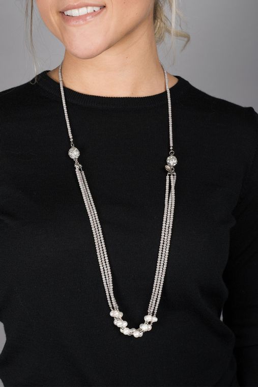 Socialite Convertible Crystal Necklace-GRAY