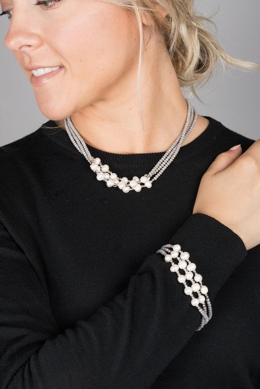 Socialite Convertible Crystal Necklace-GRAY